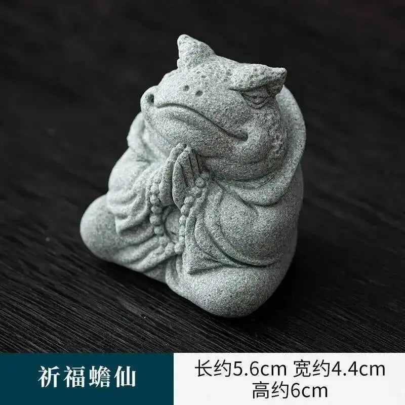 National Trend Green Sandstone Small Ornament Home Desktop Decoration Tea Table Tea Tray Decoration Paperweight Cover Pen Holder Oasis Select the Toad Immortal