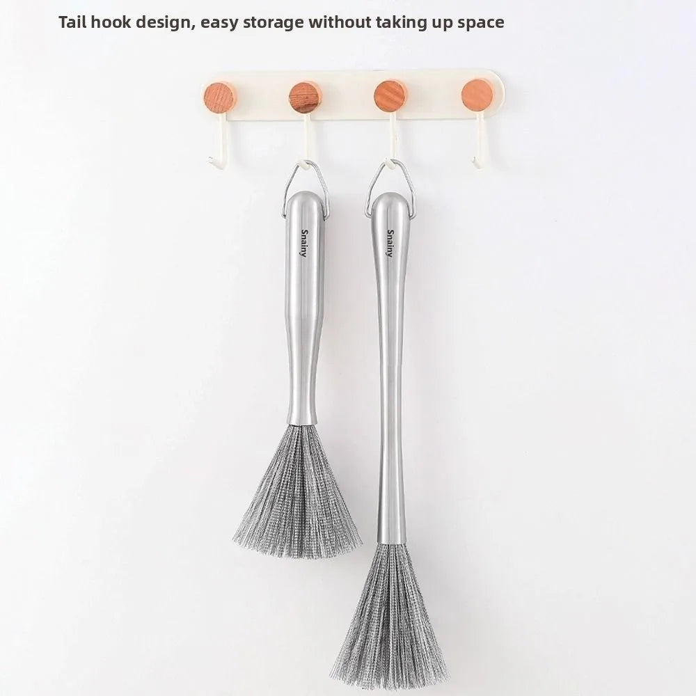 Stainless Steel Kitchen Cleaning Brush Long Handle Anti-Rust Dish Washing Brush One-piece Molded Steel Wire Pot Cleaning Tool Oasis Select