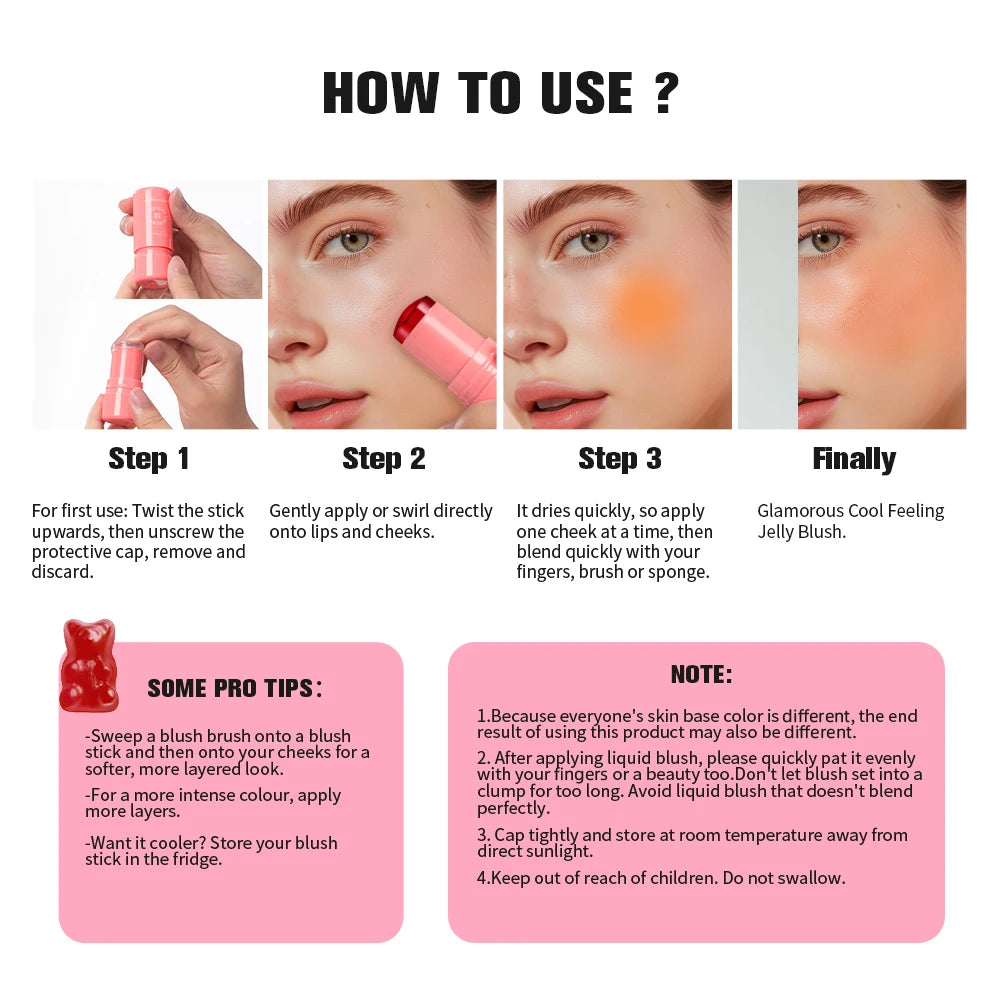 Milk Jelly Tint Stick – Lip & Cheek Blush, 4 Shades