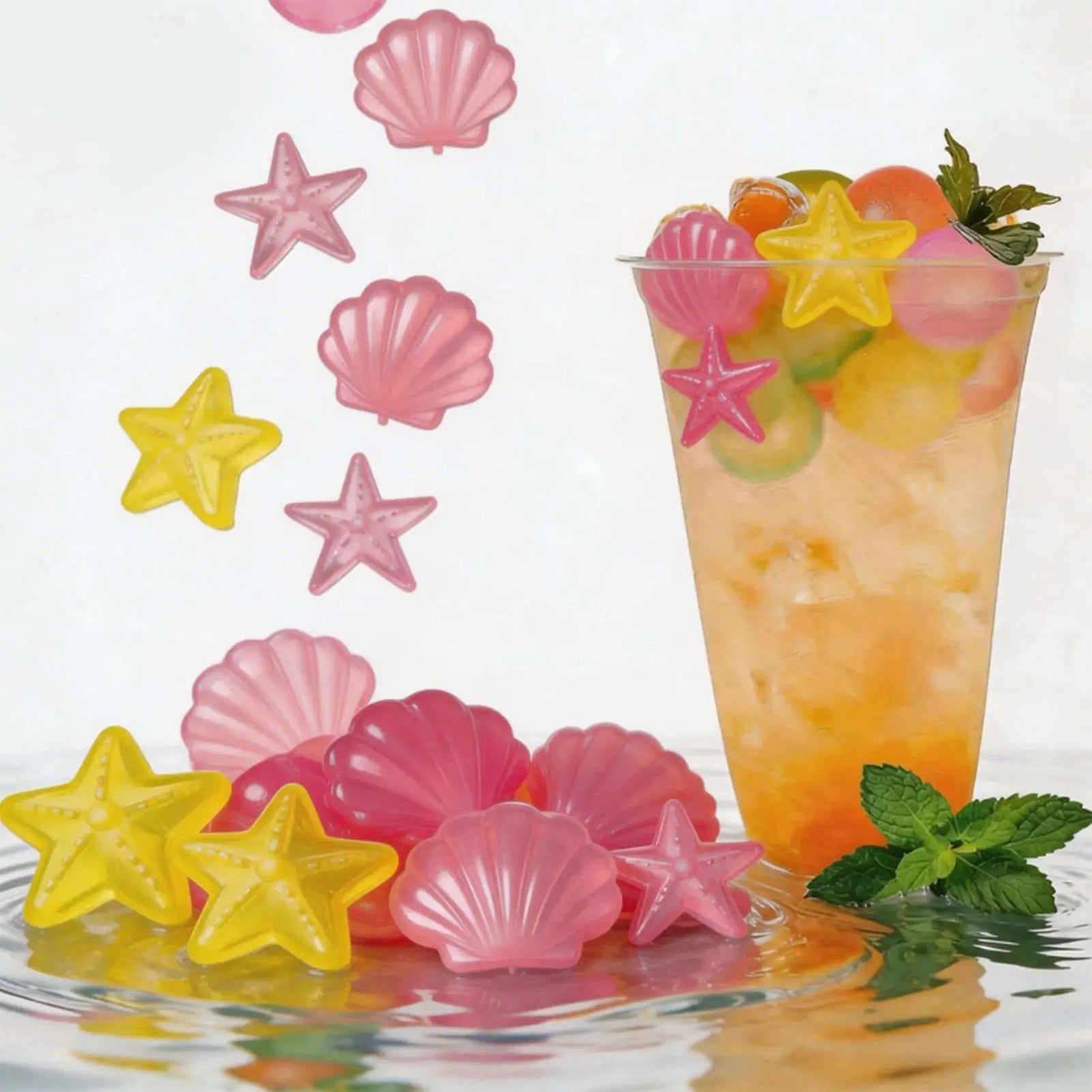 24Pcs Reusable Ice Cube Summer Colorful Outdoor Cute Star Shaped Cooling Ice Cube Mold Home Bar Whiskey Bubble Beverage Tool Oasis Select