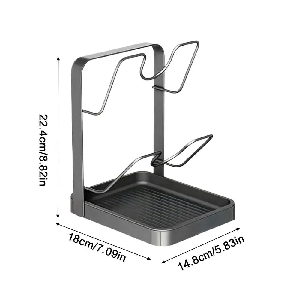 Pot Lid Rack Space Saving Anti-Slip Kitchen Stand Pot Lid Storage Organizer Drying Holder for Ladle Spatula Spoon Plate Dish Oasis Select Double layer