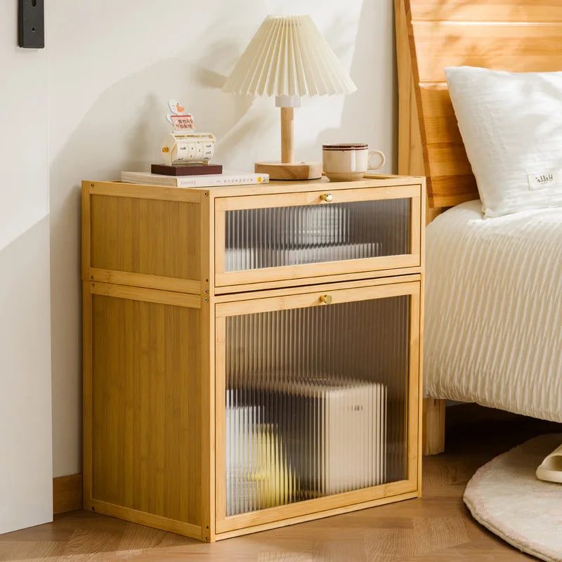 Solid wood bedside table simple retro locker small simple bedroom home 2025 new bedside shelf cabinet Oasis Select