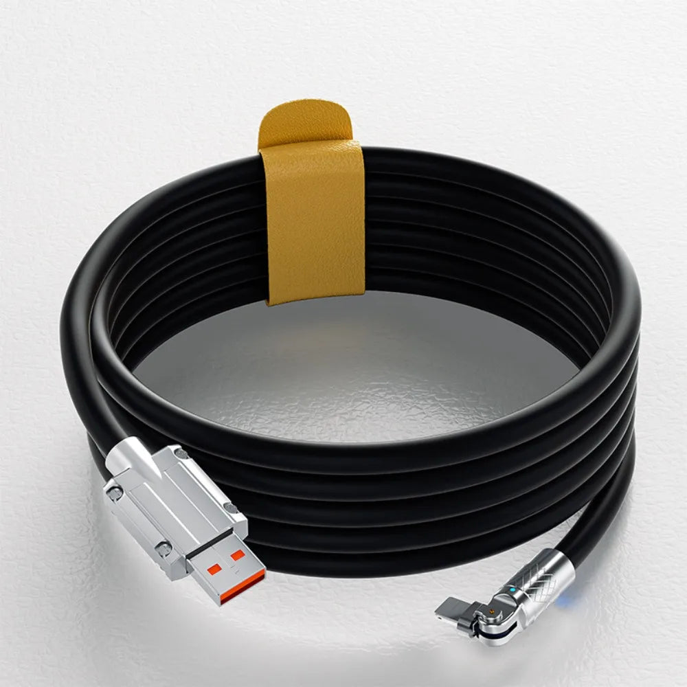66W Fast Charging Cable 180 Degree Elbow Rotation USB A to USB Type C Cable Zinc Alloy Liquid Silicone Data Cable with Light Oasis Select
