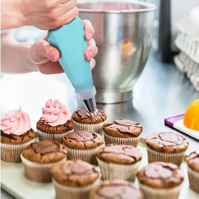 Cake Decorating Tool Set Silicone Pastry Bags DIY Cake Icing Piping Stainless Nozzle Reusable Cream Decorating Mouth Baking Tool Oasis Select