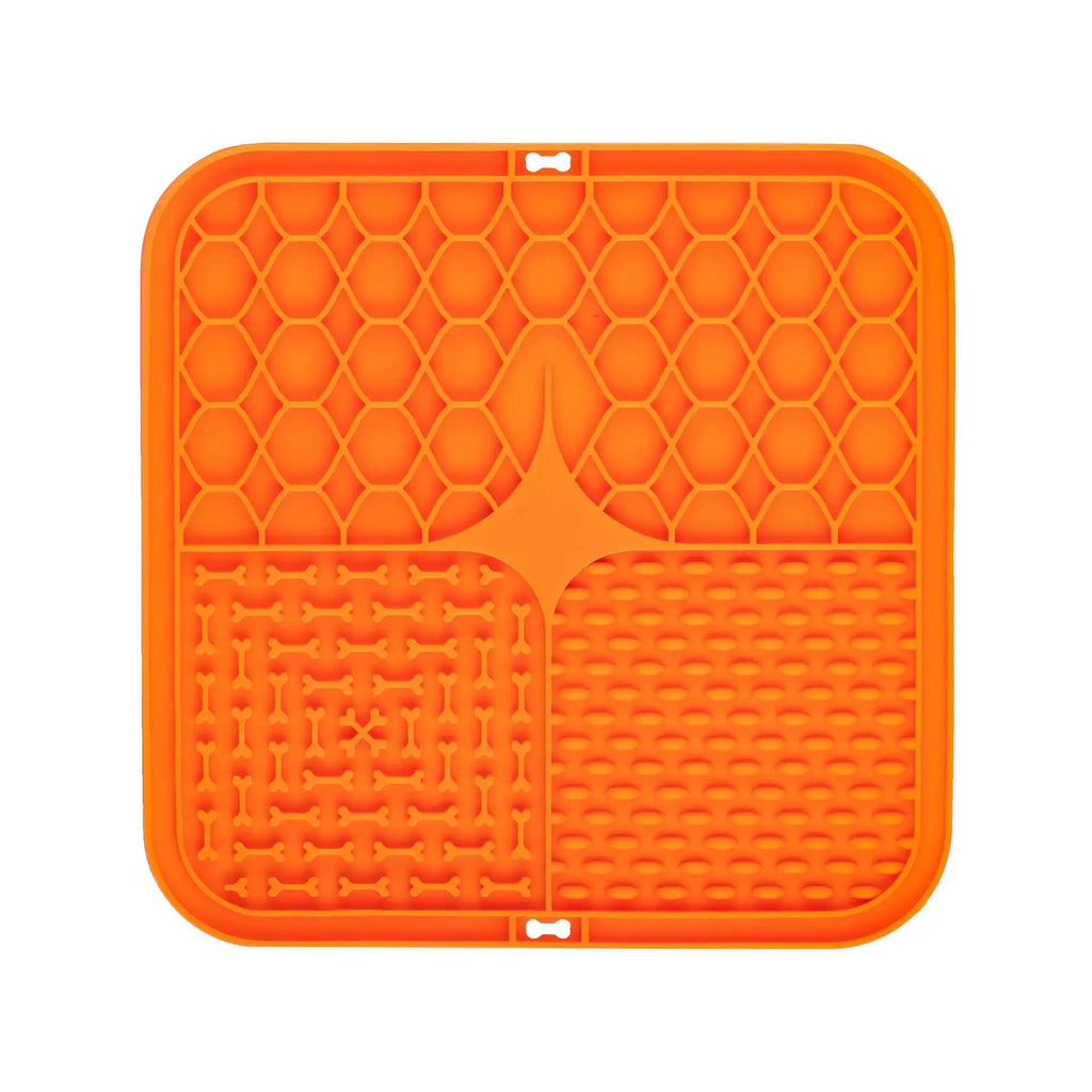 Food Grade Silicone Pet Dog and Cat Anti-Choking Slow Eating Tableware Tray Licking Mat Licking Plate Pet Yogurt Placemat Oasis Select orange-1pcs 15.5cmX15.5cm