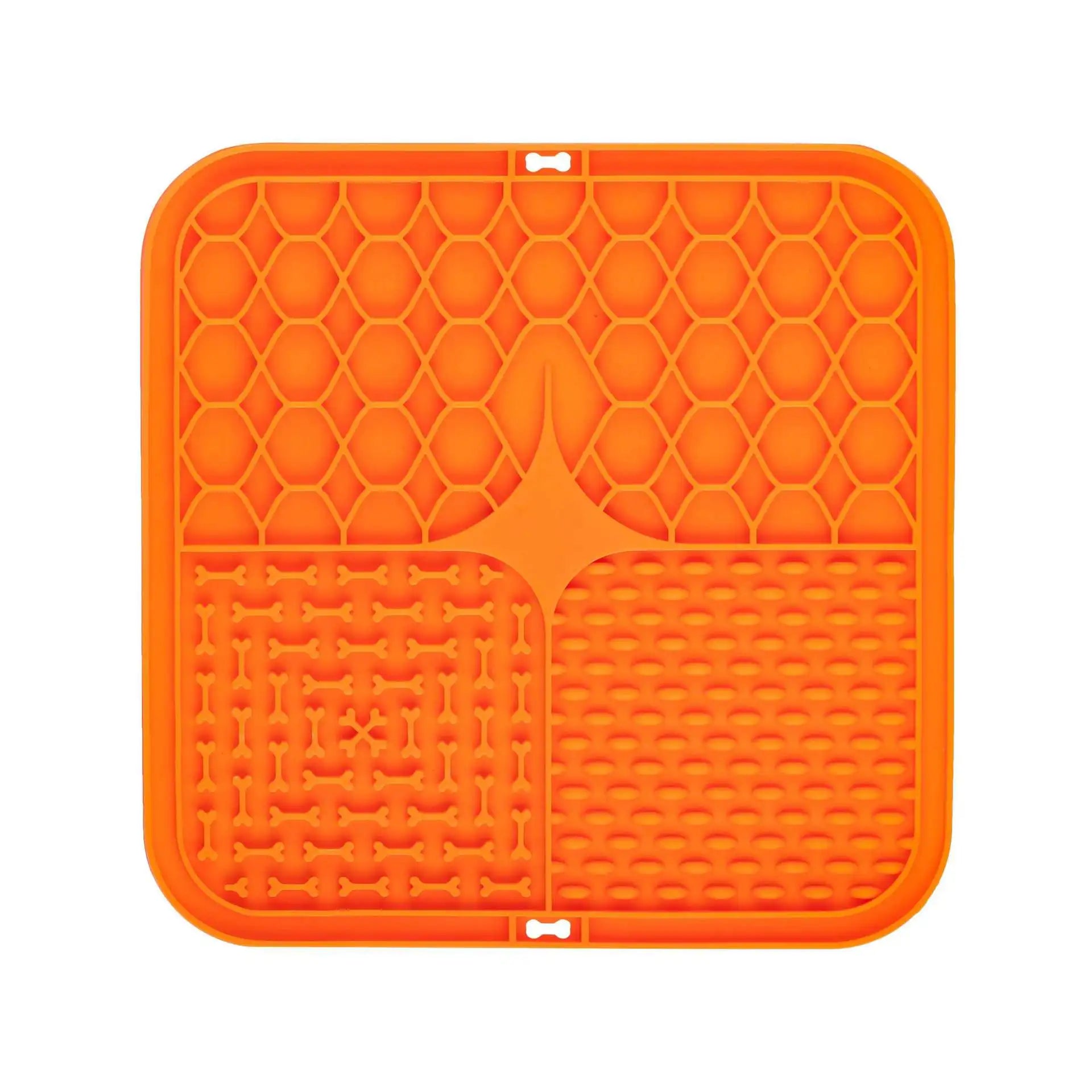 Food Grade Silicone Pet Dog and Cat Anti-Choking Slow Eating Tableware Tray Licking Mat Licking Plate Pet Yogurt Placemat Oasis Select orange-1pcs 15.5cmX15.5cm