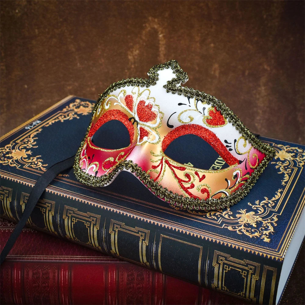 Party Bar Makeup Ball Half Face Men's Painted Gold Powder Mask Handmade Princess Mask Women's Handmade Dance Props Oasis Select