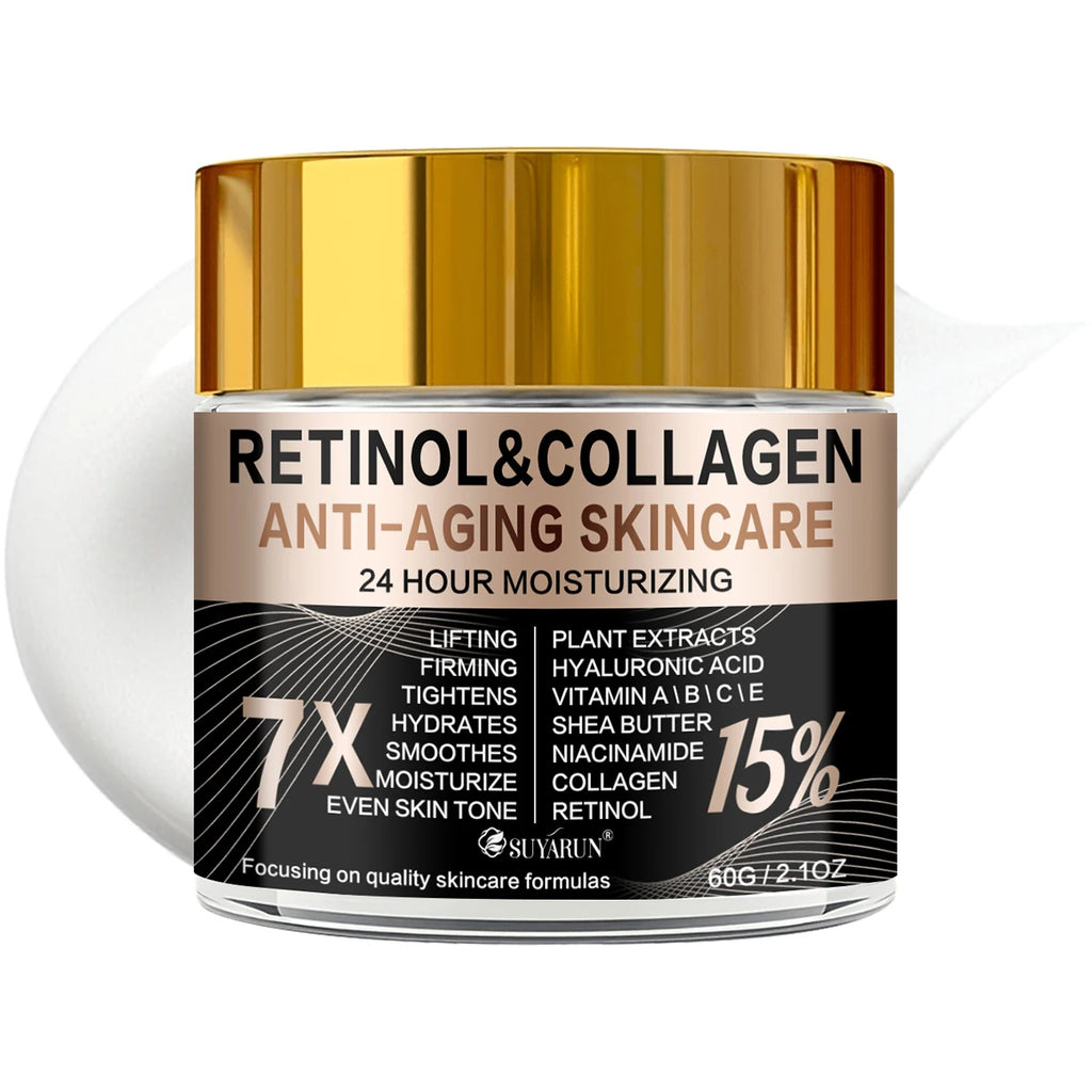 SUYARUN Retinol Collagen Face & Eye Cream – 60g Glass Jar Retinol Eye Cream Oasis Select 60g