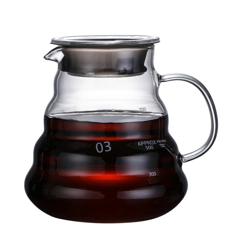360/600/800ml Heat Resistant Coffee Pot Clear Glass Kettle Sharing Pot with Lids, Pour Over Coffee Espresso Maker Accessories Oasis Select 800ML