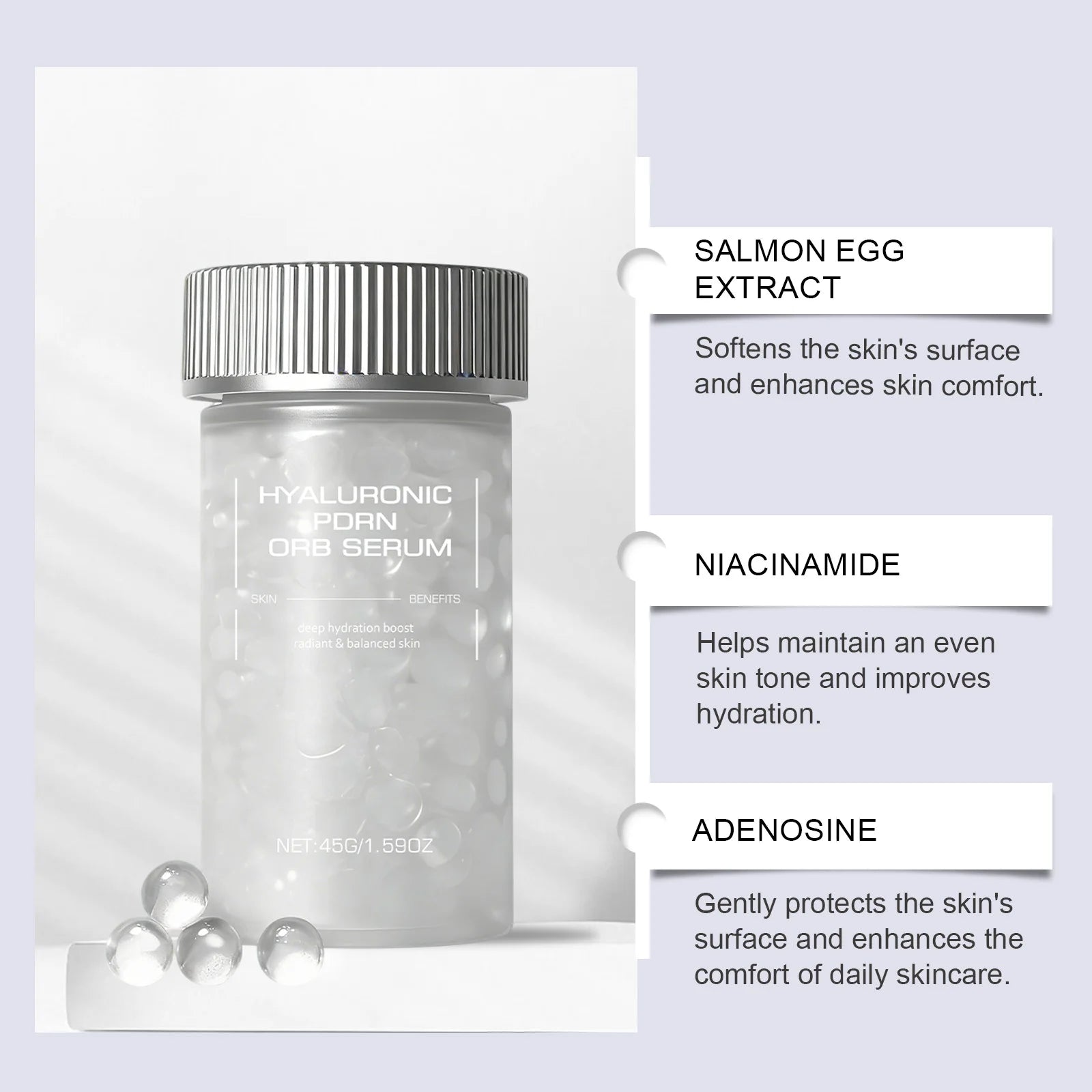 Hyaluronic PDRN ORB Serum Firming Deep Hydration Skin Repair Radiance Booster Anti Wrinkle Nourishing Facial Skin Essence Oasis Select