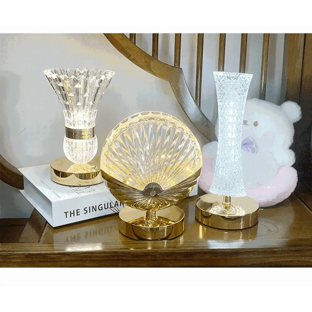 Dimmable Crystal Mushroom Table Lamp | 3-Color Touch LED Night Light LED Touch Table Lamp Oasis Select