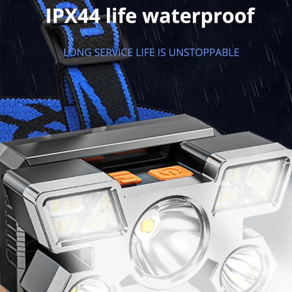 Outdoor High Brightness 5LED Headset Flashlight Outdoor Household Portable USB Rechargeable Fishing Miner Lamp Strong Headlight Oasis Select
