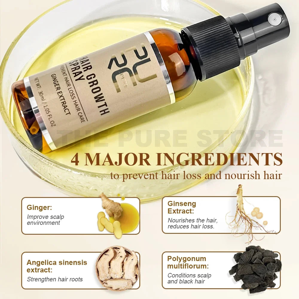 PURC Ginger Hair Growth Spray & Oil Set – Root Strengthening Hair Growth Set Oasis Select