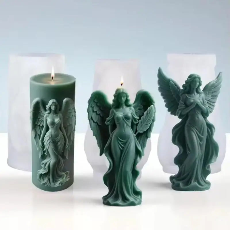 Wings Goddess Scented Silicone Candle Mould DIY Prayer Angel Sculpture Gypsum Resin Mold Women Candle Making Supplies Home Decor Oasis Select