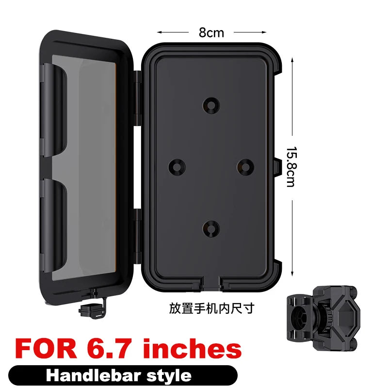 Motorcycle Phone Holder Support Moto Bicycle Waterproof Case Handlebar Stand Case Mount Waterproof Scooter Motorbike Phone Bag Oasis Select for 6.7 inches