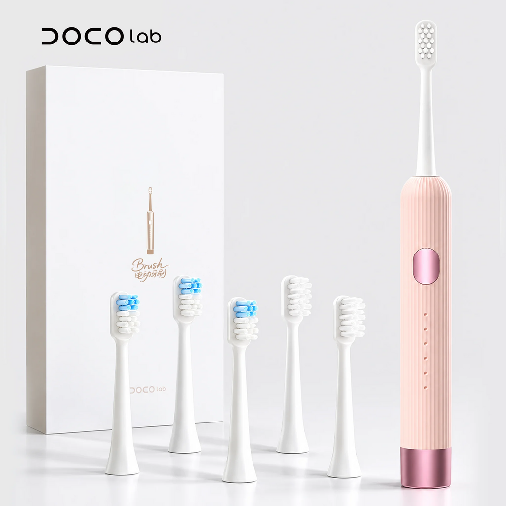 Electric Toothbrush Vibration Sonic Electric Toothbrush for Adults Rechargeable Smart 6 Modes 5 Brush Heads DOCO LAB Oasis Select