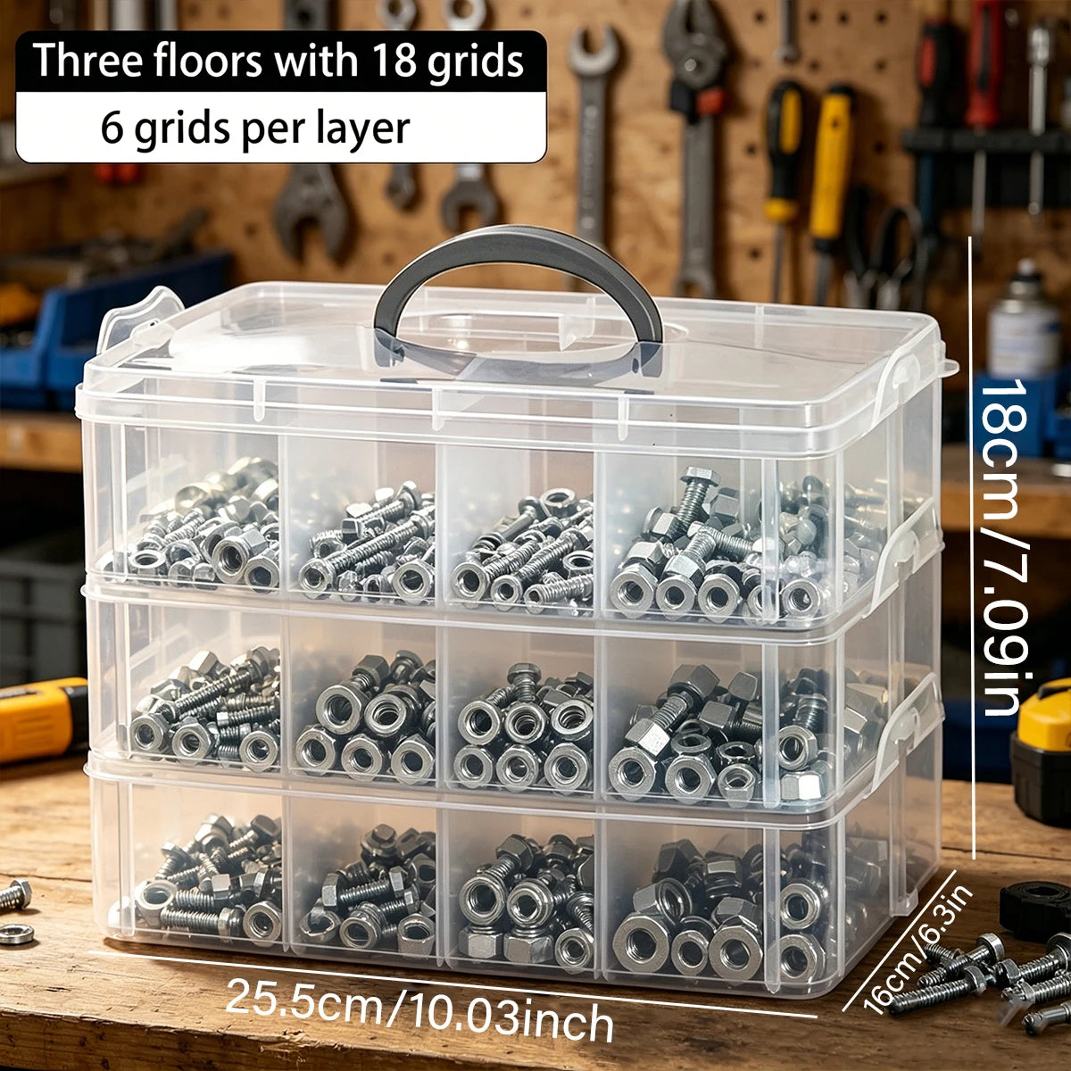 1pc Rectangular Screw Hardware Toolbox Desktop Three-Layer 30 Grid Accessory Classification Box Can Store Screws and Nuts Oasis Select 3layers-30 grids