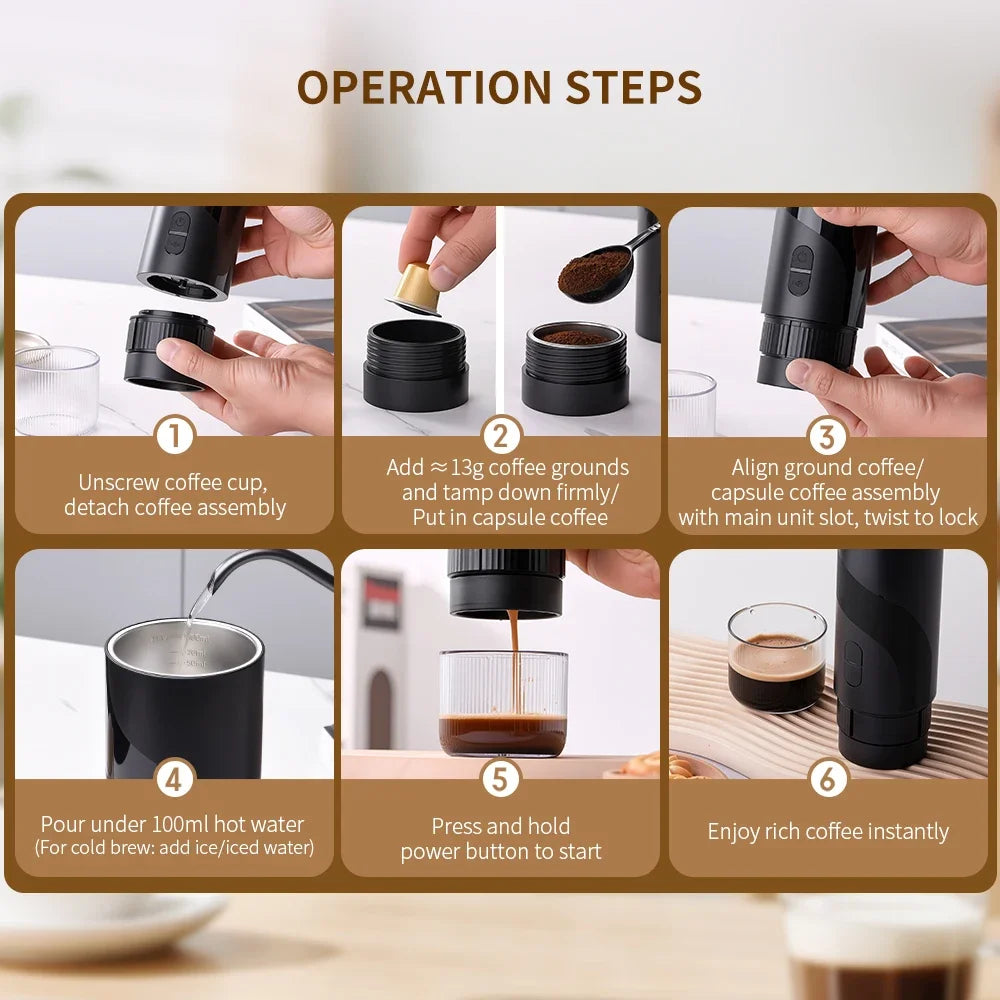 URGGU 20 BAR Portable Capsule Coffee Maker – Travel & Camping