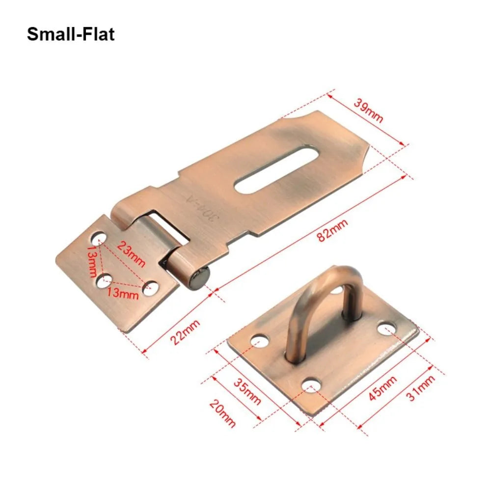 Padlock Hasp Door Clasp Lock 90 Degree Right Angle Shed Gate Latch Household Burglar-proof Bolt Door Buckle with Mounting Screw Oasis Select S-Flat Gold