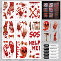 New Halloween 3D Three-dimensional Blood Handprint Sticker Bone Horror Sticker Holiday Party Decoration Window Sticker Oasis Select W02 (9 sheets 1 set) 20x30x9