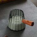 180ML Espresso Cup with Wood Handle Coffee Measuring Glass Milk Frothing Jug Latte Creative Stripe Art Mug Coffee Accessories Oasis Select Black 180ml