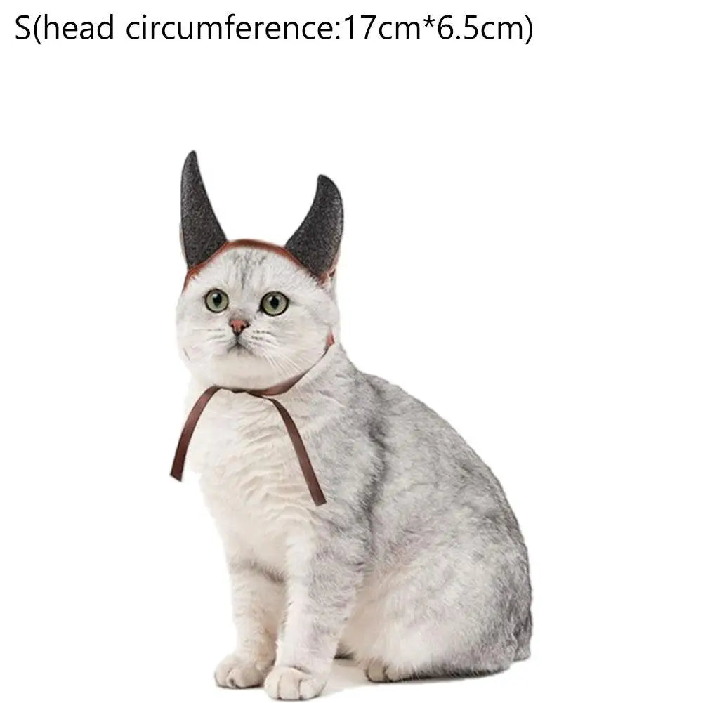 Pet Costume Devil Horn Headband Accessory Animal Headpiece Cosplay Halloween Party Props Funny Demon Cosplay for Dogs Cats Gifts Oasis Select 01