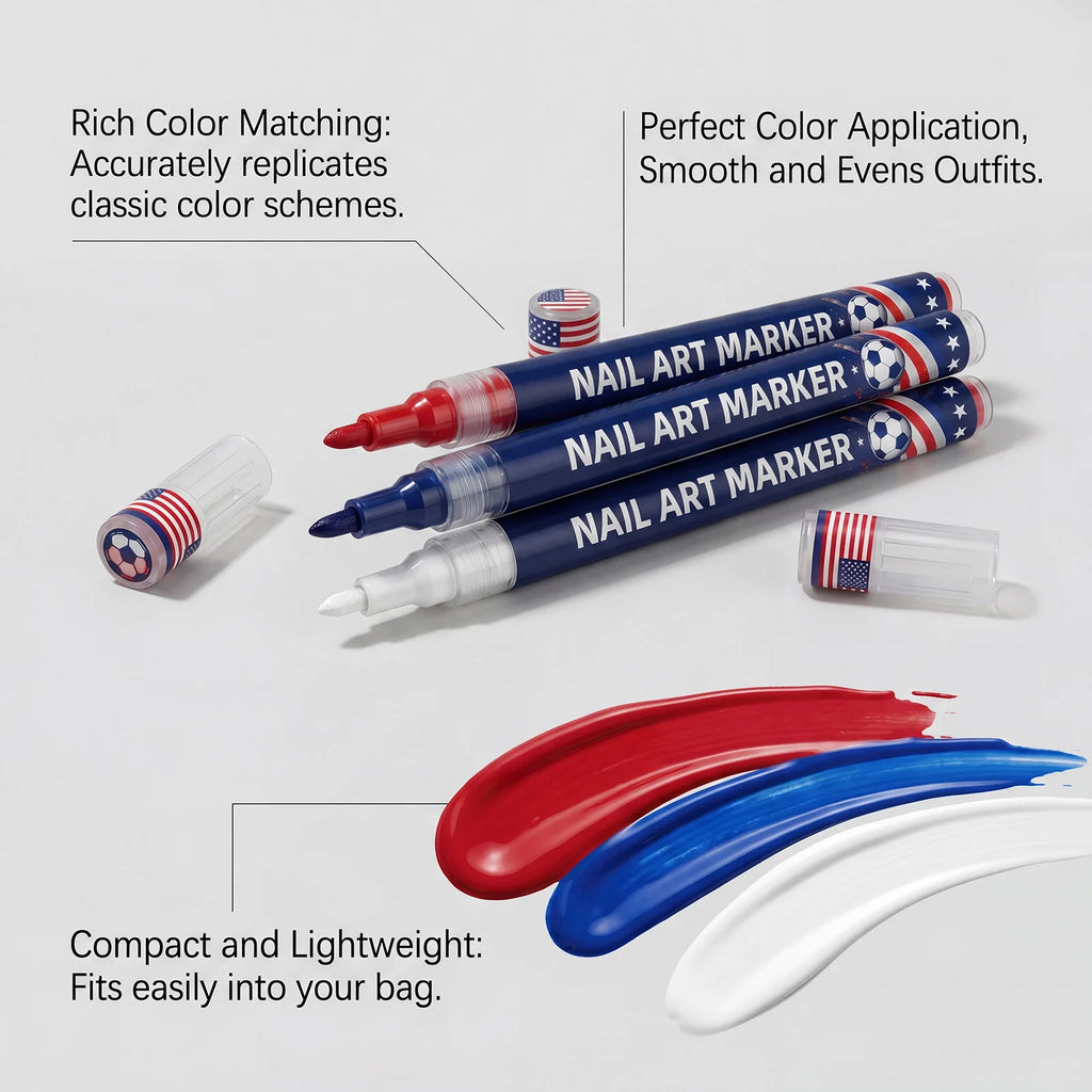 12Pcs Champion Fan Edition Nail Art Markers Quick Dry Nail Pens DIY American Flag Football Nail Art Liner Manicure Tools Oasis Select