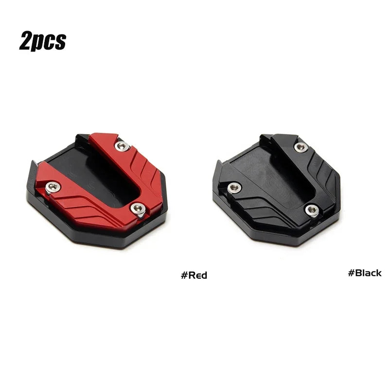 1/2/3PCS Aluminum Alloy Motorcycle Bike Kickstand Extender Foot Side Stand Extension Foot Pad Support Plate Oasis Select Red-Black
