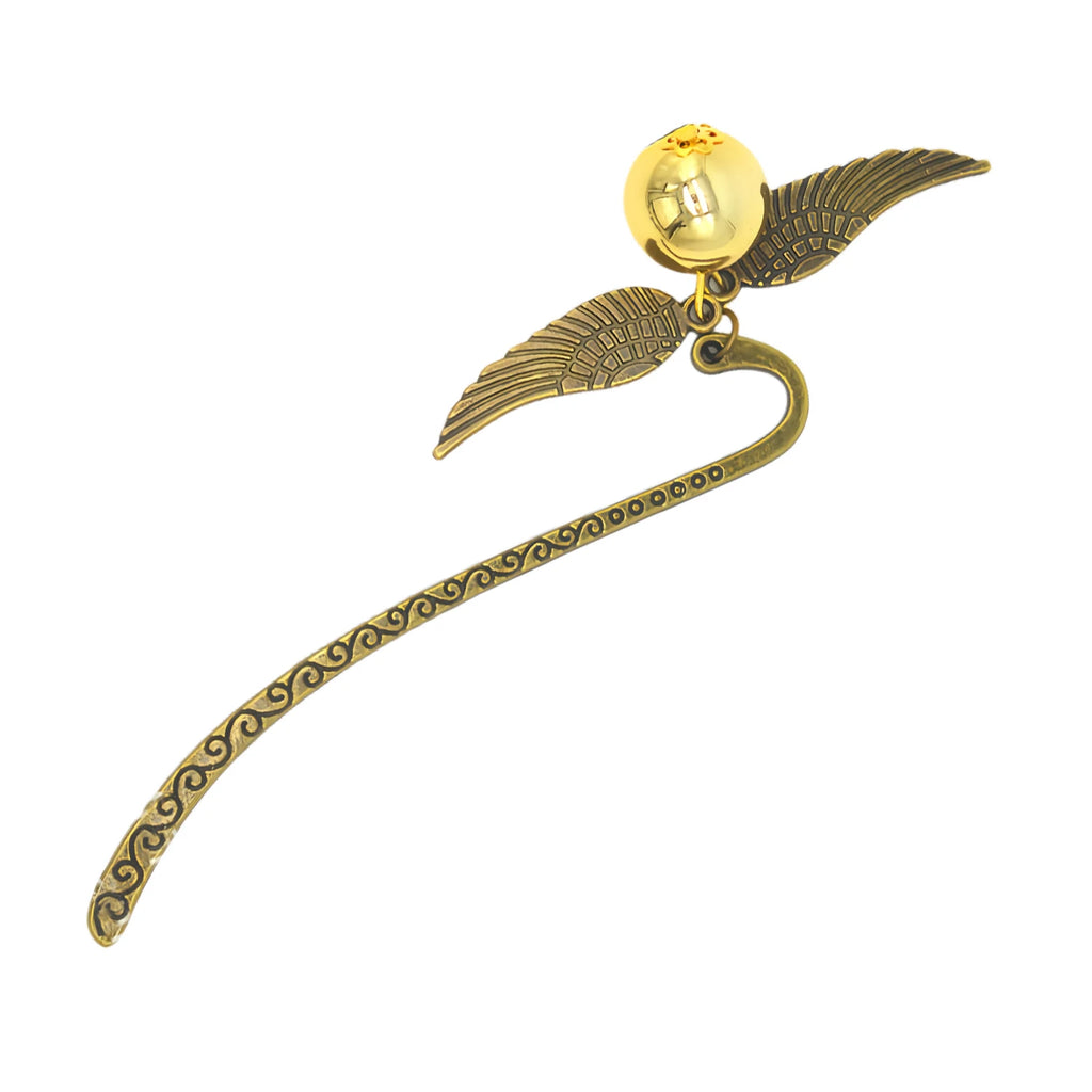 Magic Academy Metal Bookmark with Ornament Golden Snitch Hogwarts Reading Gift Christmas Stocking Book Lover Gift (Silver/Gold) Oasis Select small - golden