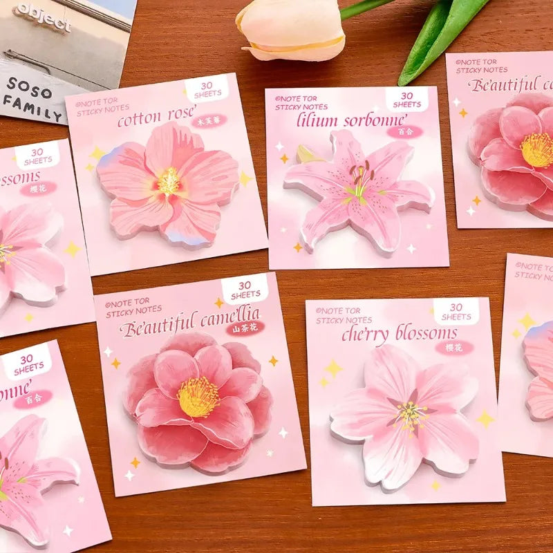 30 Sheets Kawaii Adhesive Cute Flowers Notes Notepad Memo Pad Office School Supplies Stationery Sticker Memo Pad Oasis Select