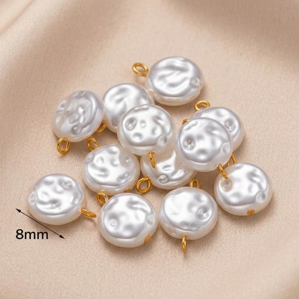 10Pcs Stainless Steel Pearl Pendant Charms Dangles Irregular Pear Pendant with Hoop for DIY Necklaces Earrings Jewelry Making Oasis Select 1