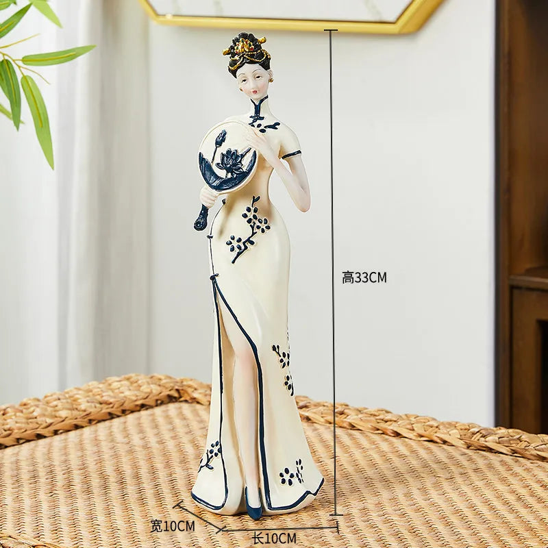 Light Luxury High-end Ladies Ornaments Ancient Figures New Chinese Style Art Decorations Retro Living Room Foyer Decorations Oasis Select F