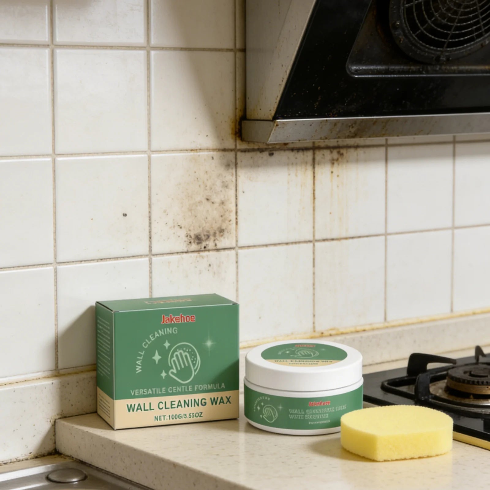 Jakehoe Wall Cleaning Wax for Crayon Mold Stains Daily Household Cleaning Gentle Wall Stain Remover with Sponge Included 100g Oasis Select