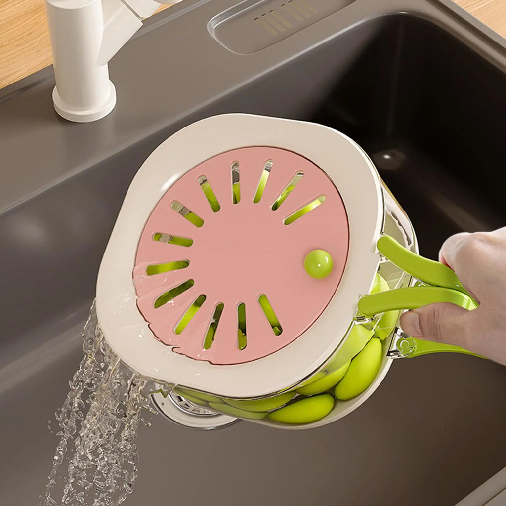 Fruit Washing Bowl Drain Basket Fruit Drainer Container with Foldable Handle Food Strainer Thickened Fruit Plate Strainer Bowl Oasis Select