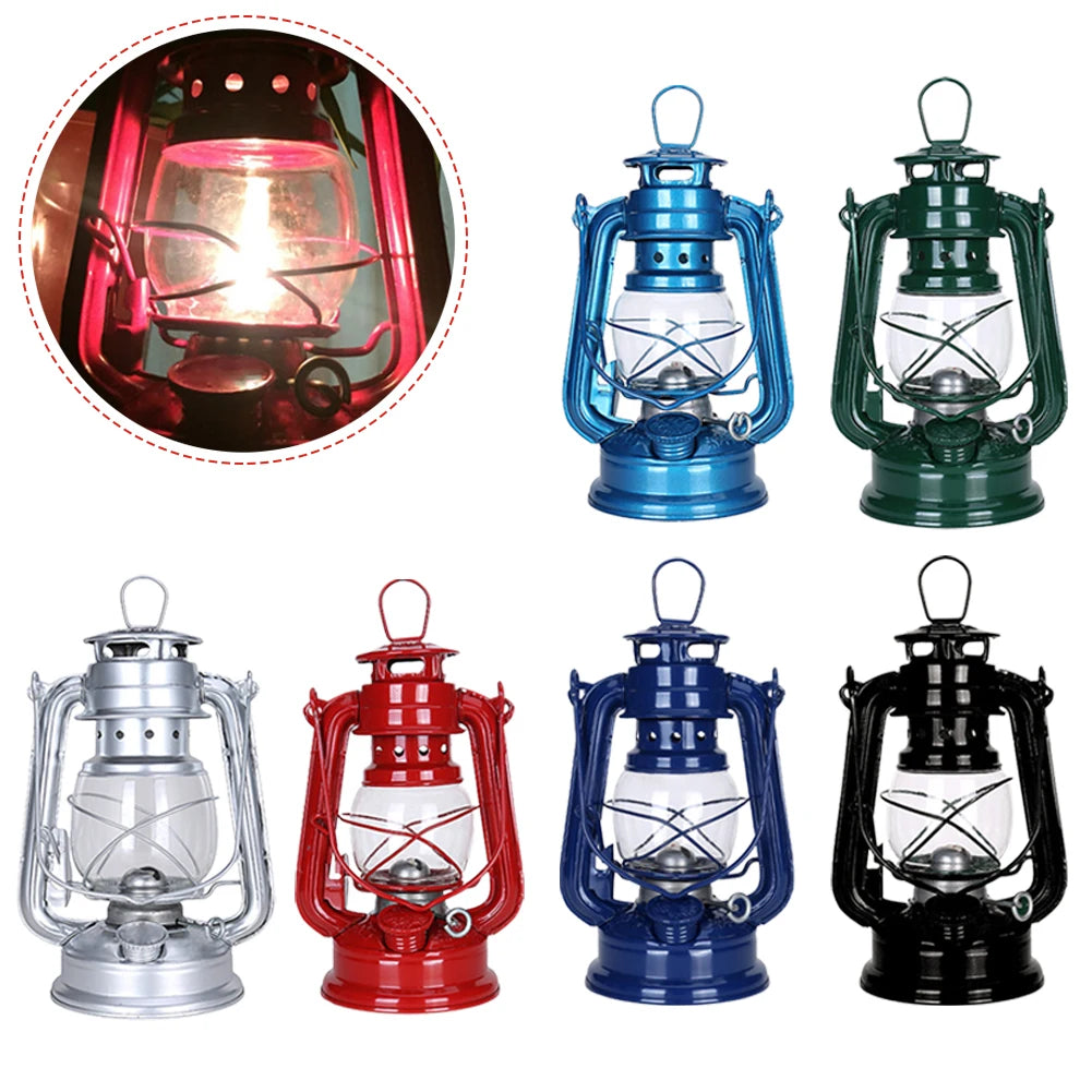 Retro Camping Lantern Kerosene Lamp Portable Handheld Lantern Outdoor Camping Lights 90ml Many Colour Metal Lamps Oasis Select