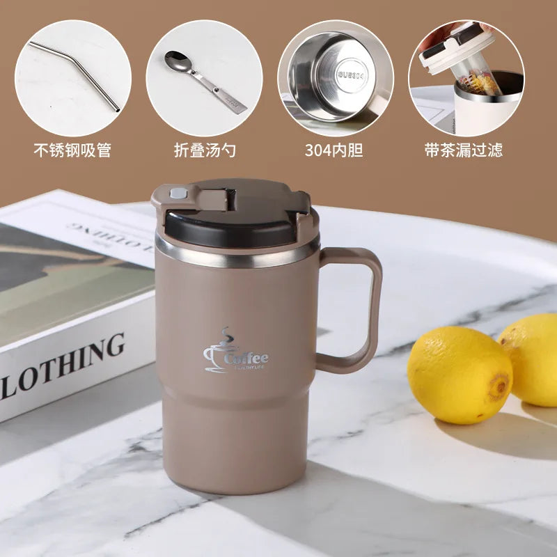 550ML Stainless Steel Insulated Coffee Mug with Lid & Spoon for Office, Students, Sports & Outdoor Activities Coffee Travel Mug Oasis Select Coffee-Set 550ML