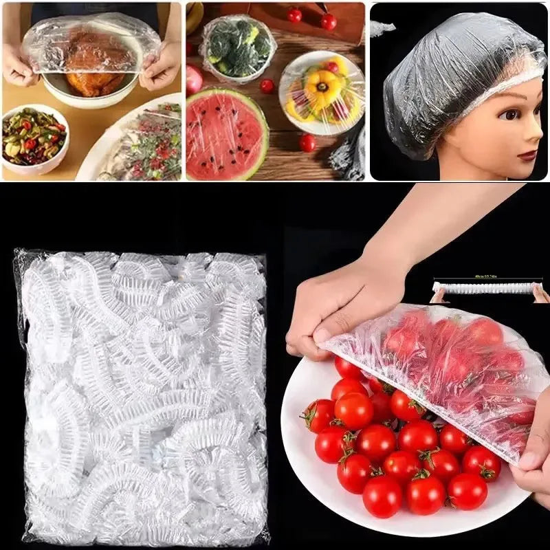50/100pcs Transparent Fresh-Keeping Cover Food Storage Covers For Fruit Vegetables Reusable Cover Plastic Bowl Plate Seal Wrap Oasis Select