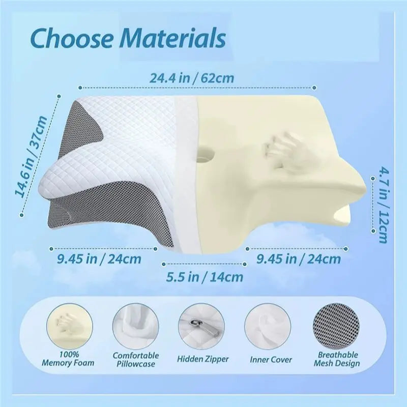 2026-WISH Sleep For Neck Pain Relief Stomach Support Pillow Memory Foam For Neck Pillow Contoured Sleep Memory Pillow Butterfly Oasis Select