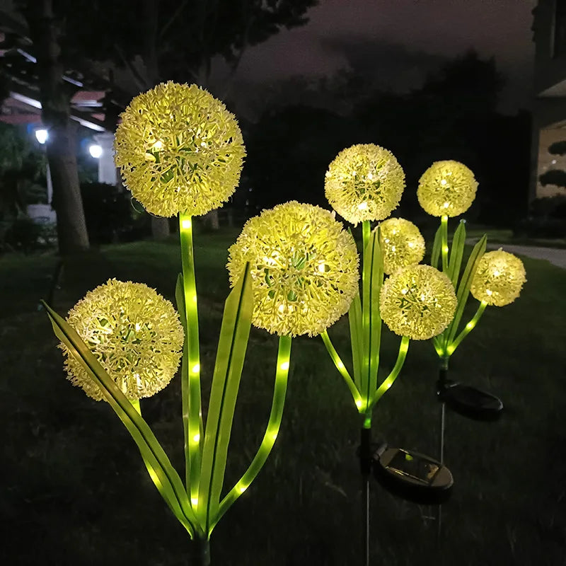 3 Solar Dandelion Lamps, Outdoor Ground Insert Lawn and Courtyard Decorative Lamps, LED Scallion Ball Flower Landscape Lamps Oasis Select
