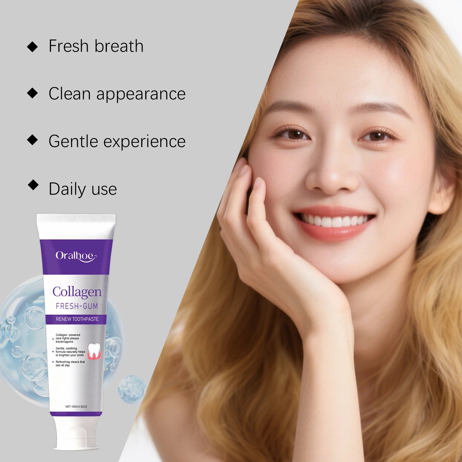Purple Toothpaste Stain Removal Dental Bleaching Protect Gums Enamel Oral Hygiene Cleaning Fresh Breath Teeth Whitening Tool Oasis Select