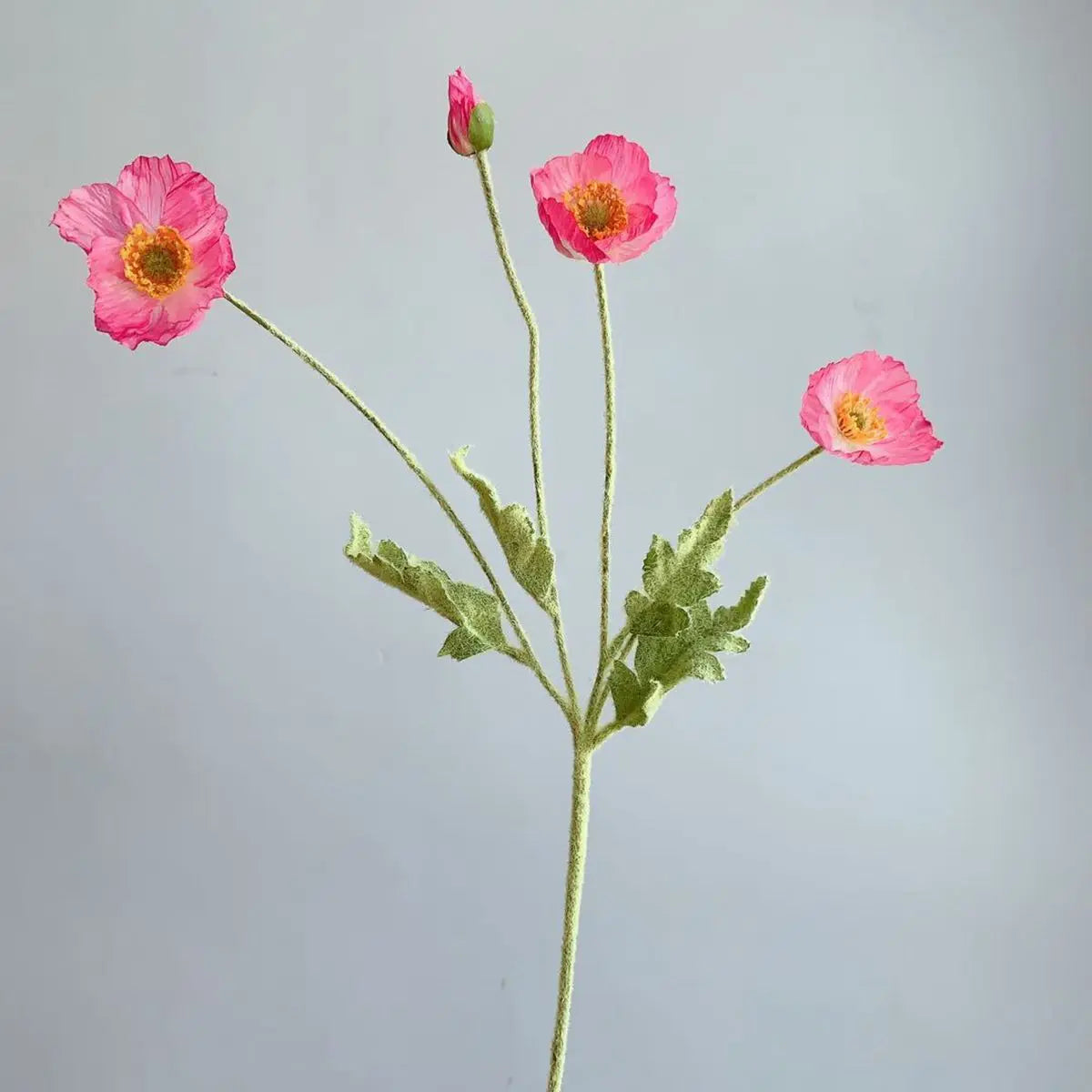 Bridal Real Touch Realistic Gorgeous Flocking Stem Faux Bouquet Silk Plants Fake Poppies Flowers Artificial Papaver Rhoeas Oasis Select pink