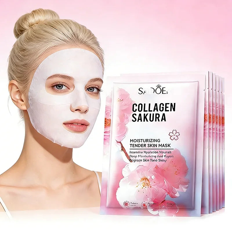 Sadoer Sakura Collagen Sheet Mask – Hydrating & Brightening Face Sheet Mask Oasis Select