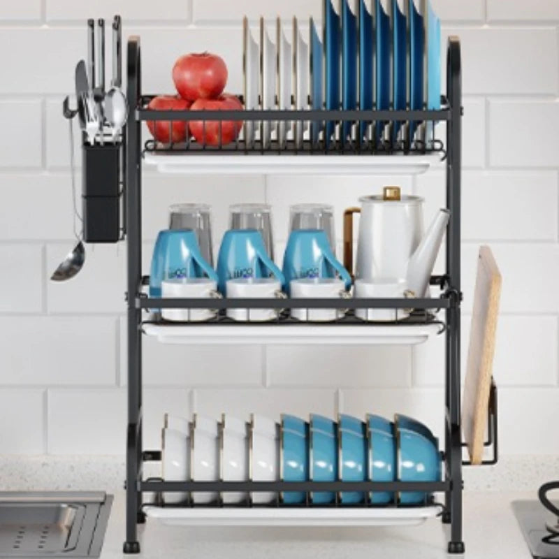 Kitchen Shelf Dishes Storage Rack Drain Rack Household Multifunctional Bowl Rack Tableware Storage Box Cupboard Oasis Select