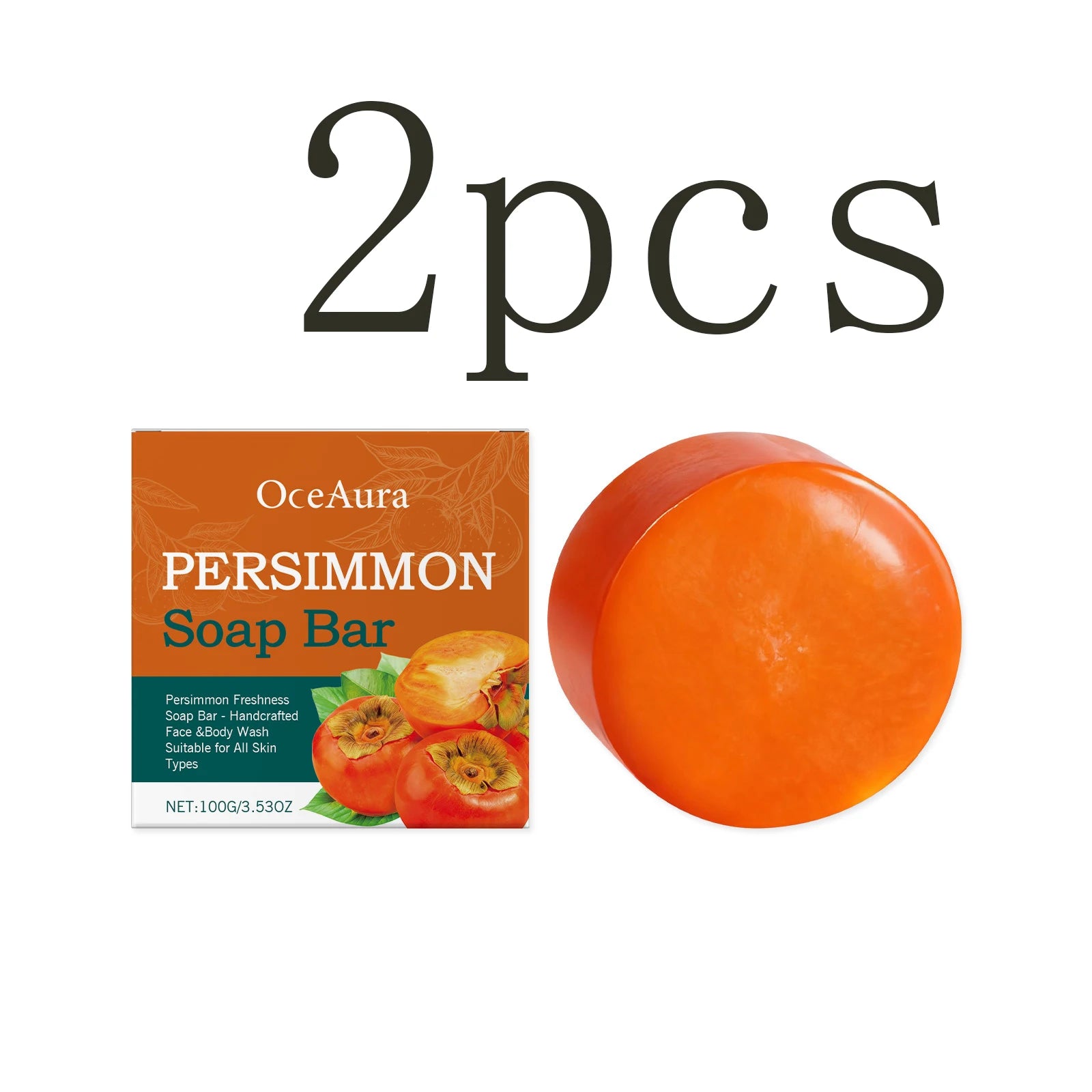 Persimmon Extract Moisturizing Cleansing Soap – Gentle Daily Body Cleanser for Hydrating, Softening & Smoothing Skin Oasis Select 2pcs