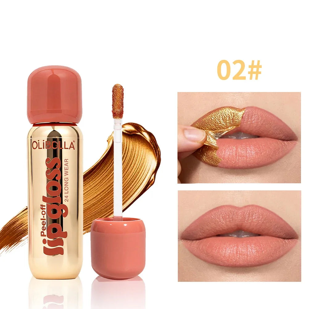 1Pc Gold Peel Off Lip Liner & Lip Gloss, Long Lasting Waterproof Lip Tattoo Stain Oasis Select 02