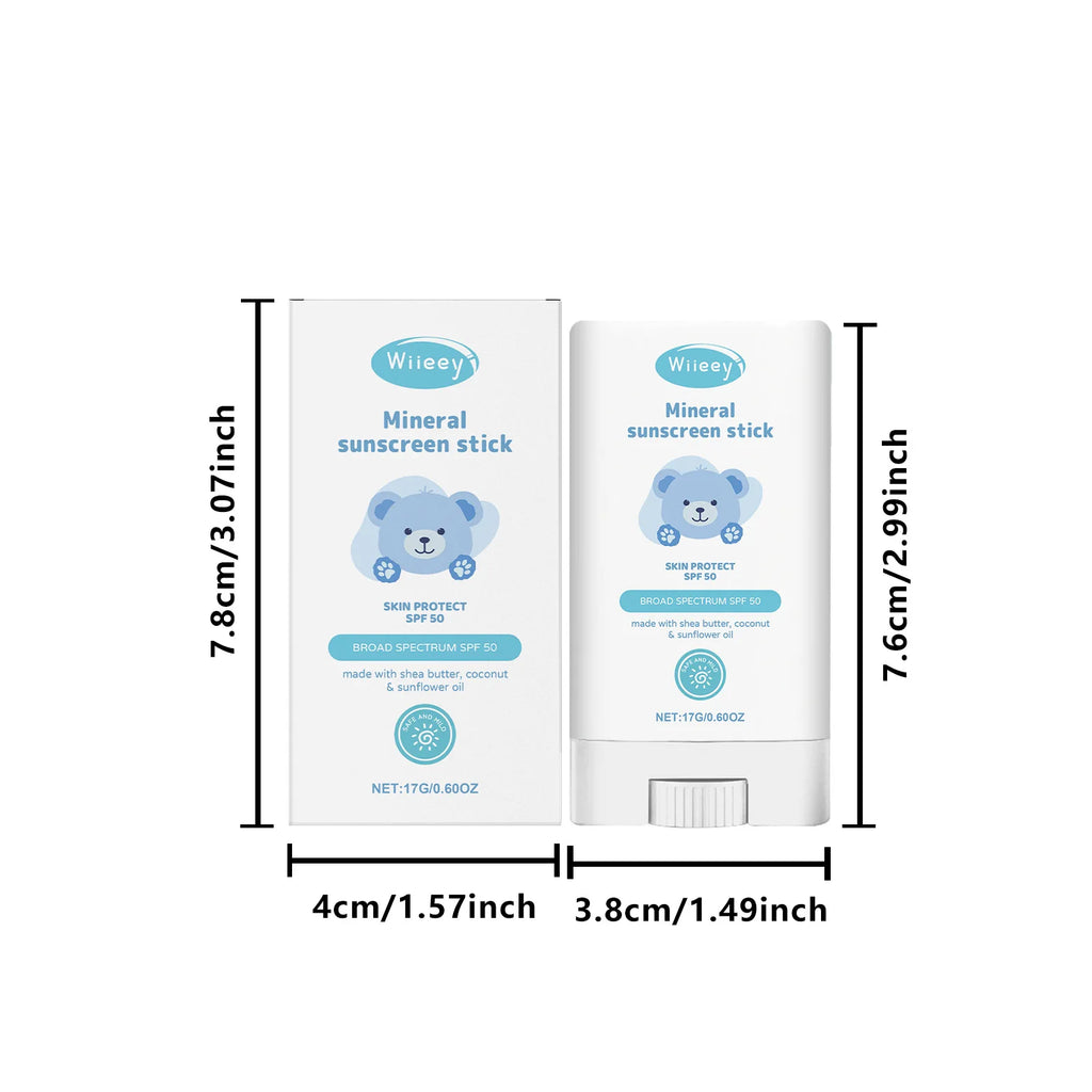 Children's Mild Sunscreen Stick Refreshing Not Irritating SPF 50+ Prevent UVA/UVB Sunburn Moisturize Children Nourish Sunscreen Oasis Select 17g boxed