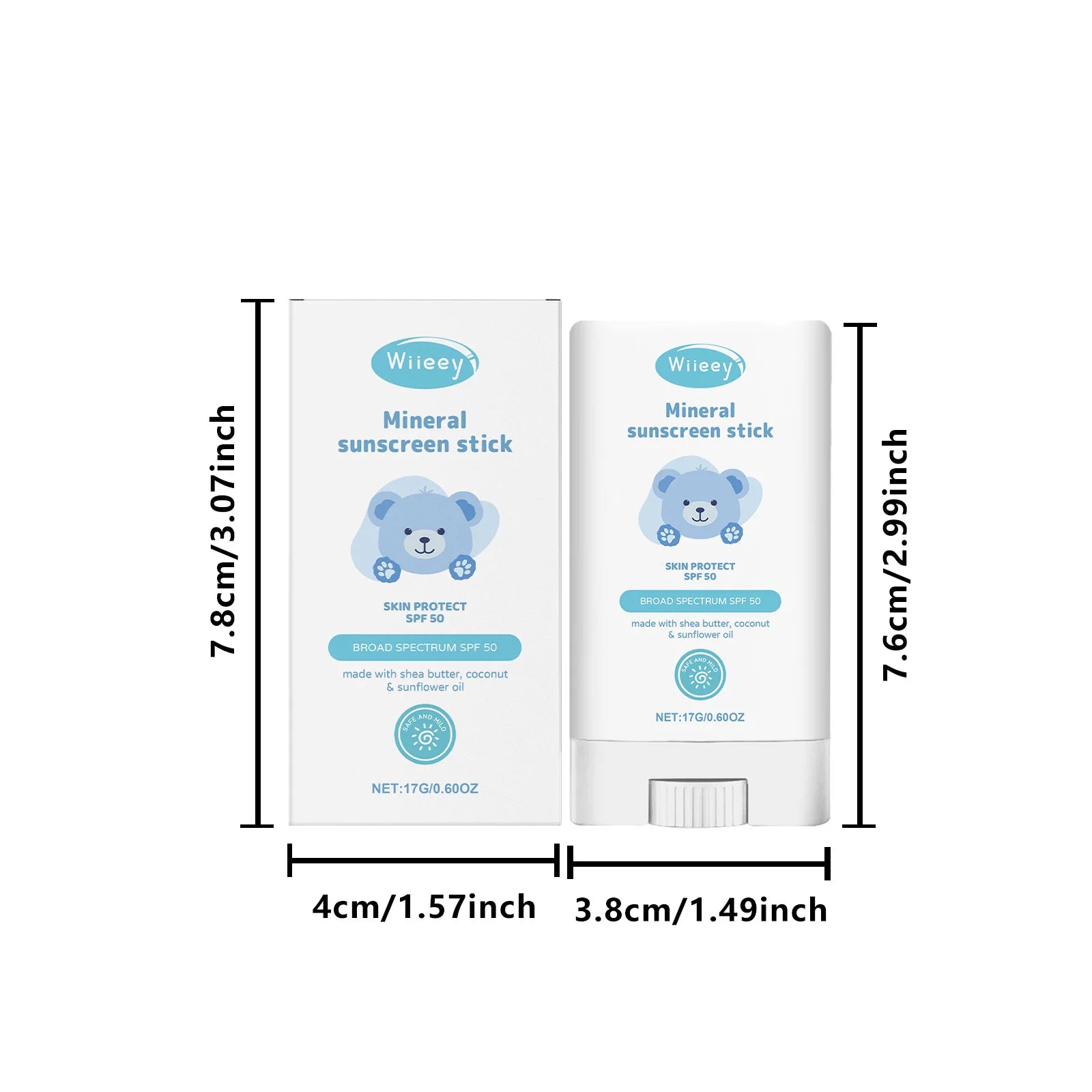 Children's Mild Sunscreen Stick Refreshing Not Irritating SPF 50+ Prevent UVA/UVB Sunburn Moisturize Children Nourish Sunscreen Oasis Select 17g boxed