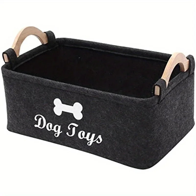 1pc Felt Pet Toy Box, Dog Toy Box, Storage Basket Chest Organizer For Organizing Pet Toys, Blankets, Leashes And Food Oasis Select black