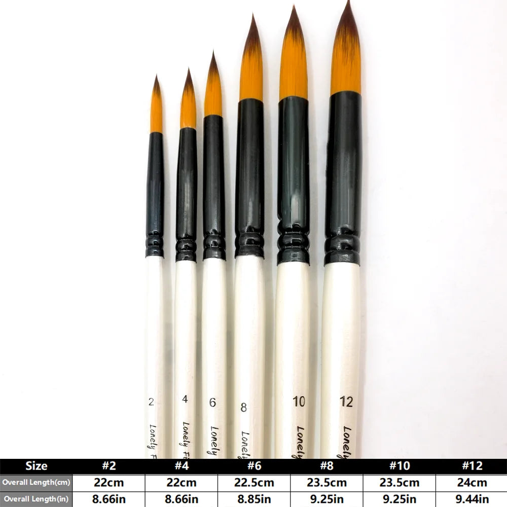 6pcs Round Watercolor Brushes for Acrylic Painting Round Pointed Paint Brushes Round Tipped Face Paint Brush Professional Oil Pa Oasis Select