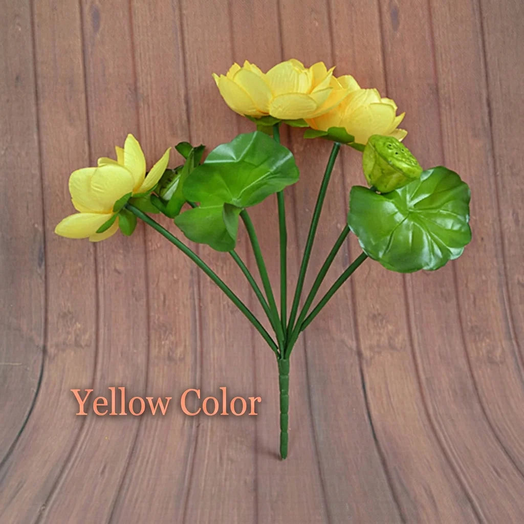 Artificial Silk Lotus Flower Stem – 7-Head Décor & Photo Prop